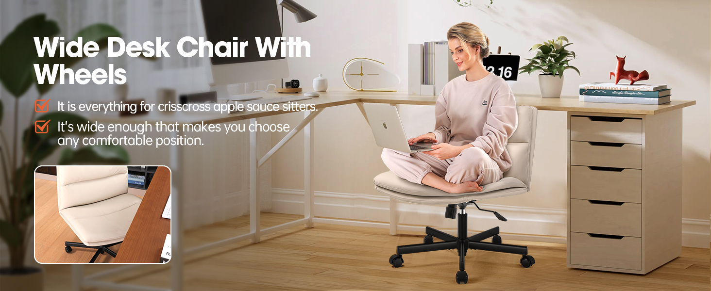 wide desk chair with wheels