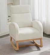 DEKKETO Nursing Rocking Chair, Teddy Rocking Chair for Nursery, Comfy Rocking Armchair with High ...