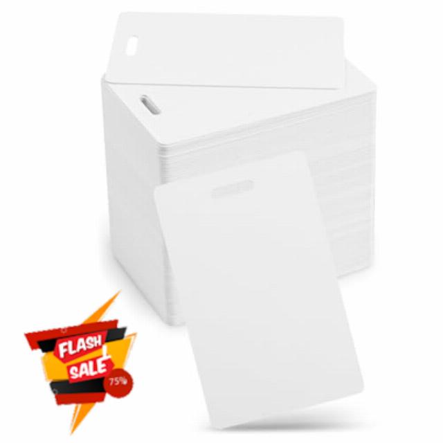 Ginobili 100 Pack Premium Blank PVC Cards with Slot Punch on Short Side - Vertical Slot Punch Blank ID Cards CR80 Plastic Cards Easy Install Easy to Use