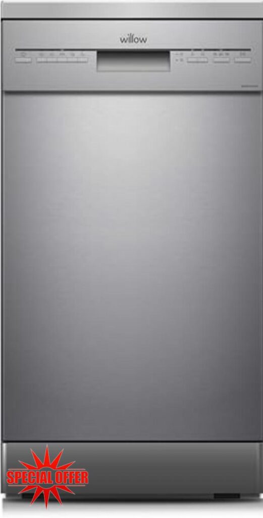 Willow WDW1045X 45cm Freestanding Slimline Dishwasher with Half Load Function