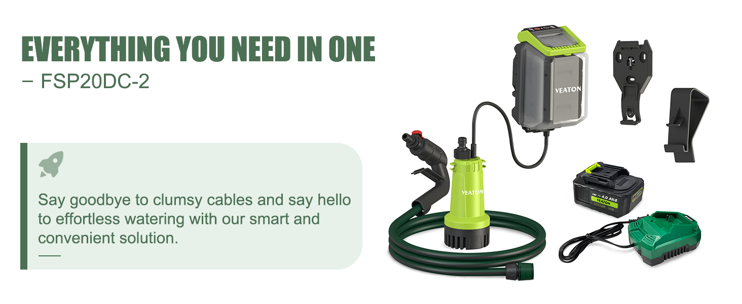 Cordless Submersible Water Pump with 18V 4.0Ah Battery