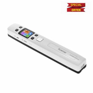 SIUKE document scanner Portable Handheld Wand Document/Book/Images Scanner 1050DPI Resolution High Speed Scanning A4 Size JPEG/PDF Format Colorful LCD Display for Office Business Reciepts