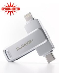 BLANBOK+ MFi Certified USB Stick 128GB Flash Drive for iPhone Photo Stick