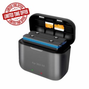 Adicop Battery Charger Compatible with Insta 360 x4 battery Hub Fast Charge Station compatible with insta 360x4 Accessories with Misro SD Card Slots (NOT Included 360X4 Battery)