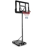 COSTWAY Adjustable Basketball Stand with Wheels, Indoor Outdoor Portable Basketball Backboard Hoo...