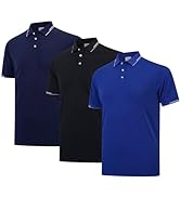 fovdtaa Men's Short Sleeve Polo Fitness Shirt T-Shirt 3Pack Running Top Men's Breathable Moisture...