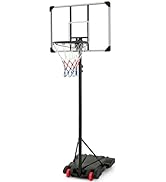 COSTWAY 10ft Basketball Backboard Hoop Net Set, 1.55M-3.1M Height Adjustable Basketball Stand wit...