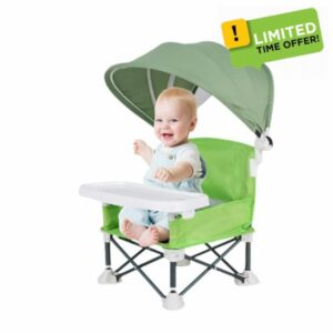 Baby Folding Dining Chair with Canopy and Removable Tray