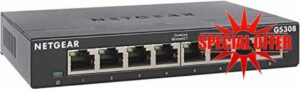 NETGEAR 8 Port Gigabit Network Switch (GS308) - Ethernet Switch - Ethernet Splitter - Plug-and-Play - Silent Operation - Desktop or Wall Mou