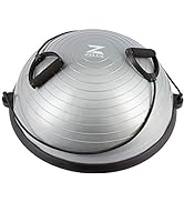 ZELUS 58cm Half Exercise Ball Stability Balance Board with Resistance Bands for Yoga Workouts, Ha...