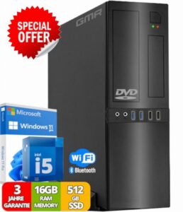 Desktop PC with Intel i5 4-Thread 3.20 GHz | 16GB DDR3 | 512GB SSD | DVD±RW | USB3 | WiFi 600 and Bluetooth 5 | Windows 11 Professional 64-Bit | Business Office Multimedia Computer | 3 year warranty!