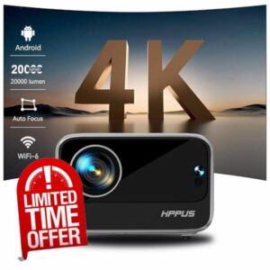 [Auto Focus/Keystone]HIPPUS Projector with WiFi 6 and Bluetooth