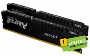 Kingston FURY Beast Black 32GB 6000MT/s DDR5 CL36 DIMM (2x16GB) Desktop Gaming Memory Kit of 2 - KF560C36BBE2K2-32