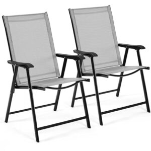 Folding Patio Chairs 2-Pack Patio Chairs Steel Frame，Set of 2
