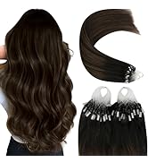 YoungSee Micro Loop Hair Extensions Ombre Brown Micro Hair Extensions Darkest Brown to Brown with...