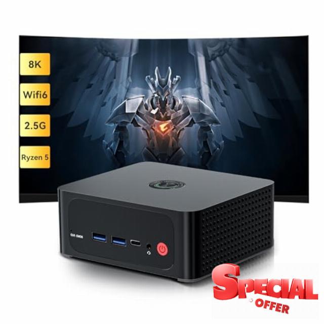 TRIGKEY Mini PC 6C 12T Mini Computer AMD Ryzen 5 6600H(Up to 4.5GHz) 16G DDR5 4600MHz+500GB NVME PCIE4.0 SSD Micro PC | 6Core 1900MHz HD HD| WIFI-6 | BT 5.2 | HDMI+DP | Type-C | USB 4.0/3.2