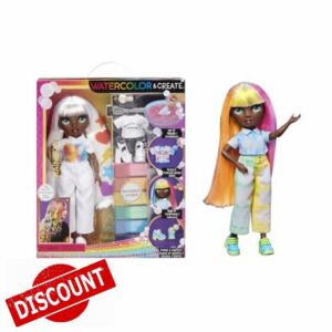 Rainbow High Watercolour & Create DIY Fashion Doll with Washable Watercolours and Tie-Dye Kit - Green Eyes