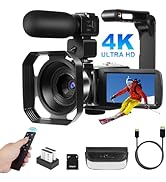 LAMA 4K Camcorder, Video Camera 48MP IR Night Vision Vlogging Camera 18X Zoom WiFi Digital Record...