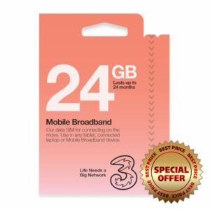 Three Mobile Pay As You Go Mobile Broadband 24 GB data SIM