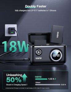 2-Pack 950mAh Replacement for LP-E6NH Battery & Dual Slot USB Charger Compatible with Canon EOS R7 R5 R6 R6 II R