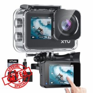 XTU Action Camera 4K30FPS 20MP with 64GB Micro SD Card WiFi 40M Waterproof Underwater Camera