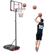 COSTWAY 8.3FT/8.7FT Adjustable Basketball Hoop, Basketball Goal with Shatterproof Backboard and W...