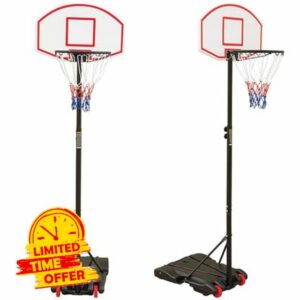 SAKUSEI Portable Basketball Hoop Fully Adjustable Height 1.6-2.10m Rim Height on Wheels.