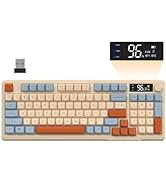 FREEWOLF M96 Wireless Gaming keyboard, Knob Control Bluetooth/2.4G Wireless Mechanical Feeling Ke...