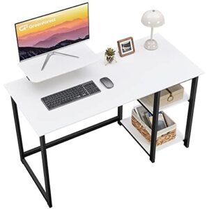 100cm Home Office Desk with Reversible Storage Shelves Modern Laptop Desk PC Gaming Desk for Small Spaces