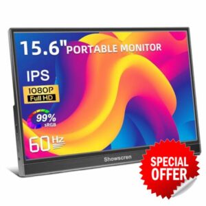 Showscren 15.6 Inch Portable Monitor 1920x1080 FHD 100% sRGB Dual USB-C &HDMI Portable Monitor for Laptop