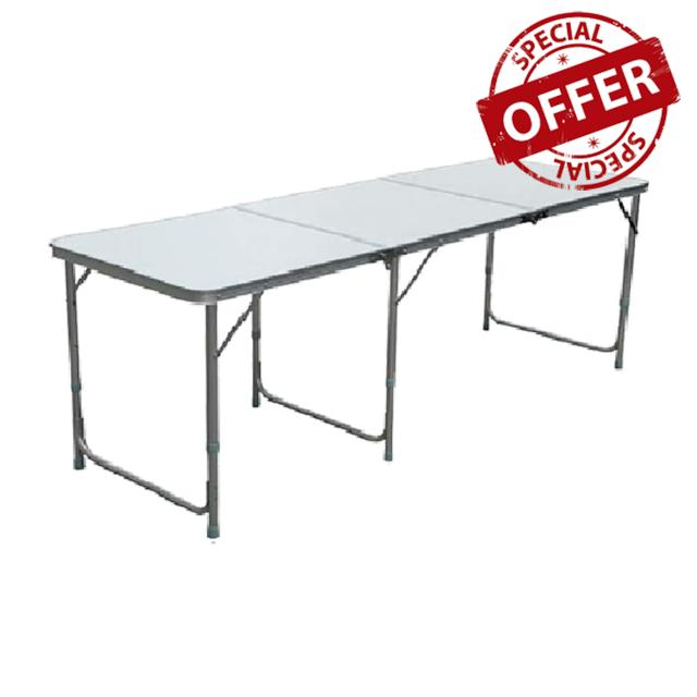 1ABOVE Multipurpose Camping Table for Outdoor Indoor Use for BBQ| Picnic| Garden| Office Parties Set in White Foldable Portable Design (6FT)