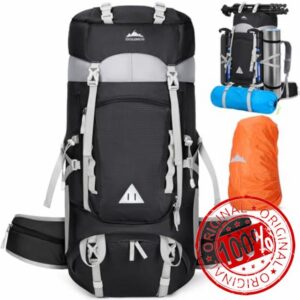 IGOLUMON 60L Hiking Backpack with Rain Cover Waterproof Large Camping Rucksack Backpacking Backpack Lightweight Trekking Walking Backpack Travel Rucksack for Outdoor Sports