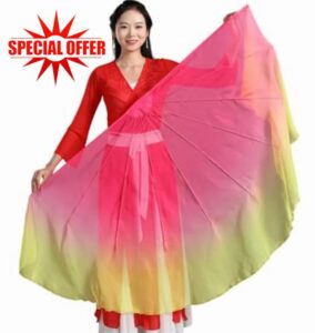 Mnjyihy Belly Dance Big Size Fan Veil Soft Chiffon Fabric Fans Bendable Stick Stage Performance Props Dance Accessories