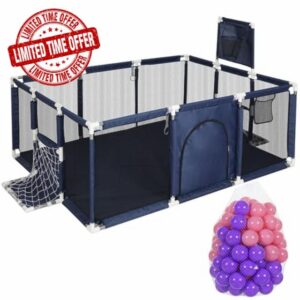 Taylor & Brown Baby Playpen 178 x 120cm Large Activity Toddler Fence Play Yard with 100 Ocean Balls