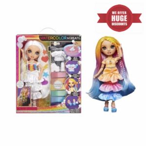 Rainbow High Watercolour & Create DIY Fashion Doll with Washable Watercolours and Tie-Dye Kit - Brown Eyes