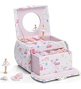 Vlando Musical Jewellery Box with Spinning Ballerina, Lockable Jewelry Case for Children Bracelet...