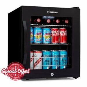 Subcold Ace50 LED Touch Control Beer Fridge With Glass Door | Premium Drinks & Wine Mini Fridge | Black Alu Handle