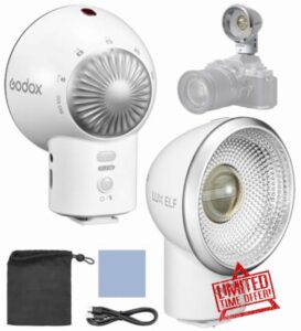 Godox LUX ELF Retro Camera Flash Portable On-Camera Flash 6000K±200K Built-in Battery with Type-C Charging Cable Compatible with Canon Sony Niko