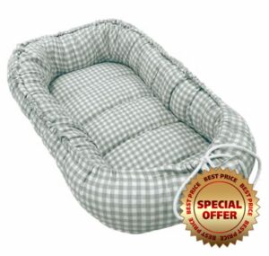 Molis&co Baby Nest 90 x 50 cm Baby Nest Reducer for Crib or Co-Sleeping Nest for Babies Cotton Portable or Travel Cot Mint Tea OEKO-TEX 1