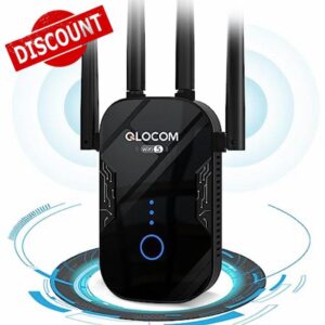 QLOCOM 2024 Newest WiFi Extender Booster Blazing-Fast AC1200 WiFi Booster Range Extender Dual Band 5GHz & 2.4GHz Wireless Internet Booster/Hotspot with 2600 Sq.Ft Wider Coverage