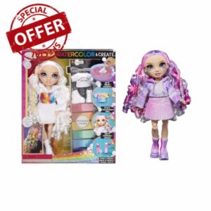 Rainbow High Watercolour & Create DIY Fashion Doll with Washable Watercolours and Tie-Dye Kit - Purple Eyes