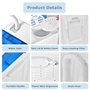 8.5 KG Total Capacity Compact Washer and Spin Dryer Combo with 3 Modes