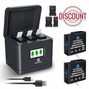 Homesuit Insta360 Ace Pro Replacement Battery 1800mAh and 3 Slots LCD Charger Kit for Insta360 Ace Pro/Insta360 Ace Camera Including Battery Box with SD Card Memory (3 Pack)