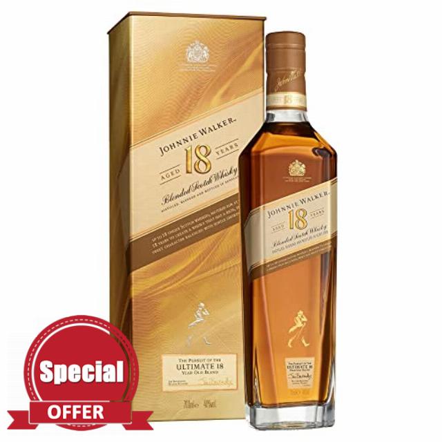 Johnnie Walker Aged 18 Years | Blended Scotch Whisky | 40% Vol | 70cl | With Gift Box | Scottish Whisky | Notes Of Spice | Sweet Fruit & Cream |Neat Or In Mixed Drinks