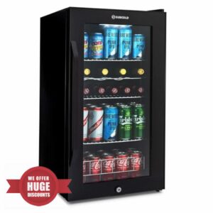 Subcold Ace90 LED Touch Control Beer Fridge With Glass Door | Premium Drinks & Wine Fridge | Black Alu Handle