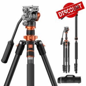 K&F Concept 83 inch/211cm Camera Video Tripod for DSLR Compact Aluminum Tripod with Fluid Head and 5KG Load for Travel and Work K234A7+FH-03