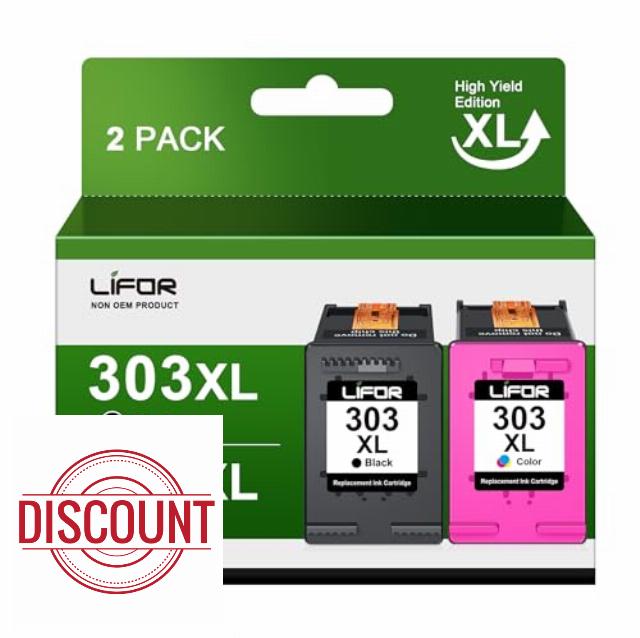 303XL 303 XL Ink Cartridges Black and Colour High Yield Replacement for HP 303 Ink Cartridges Combo Pack for HP 6200 6230 7100 7134 7234 6234 6220 7830 7130 (2-Pack)