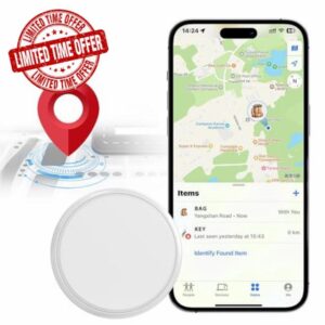 GPS Tracker - Mini Real-Time GPS Tracker - No Monthly Fee Item Finder - Works with Apple Find My (iOS Only) - Hidden Tracking Device for Keys