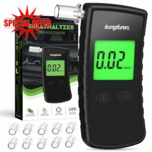 Alcohol Breathalyzer Tester Digital Breathalyser - Breath Testers with 11Pcs Mouthpieces for Home Personal Testing - High Accuracy Breathalysers with Digital LCD Scree