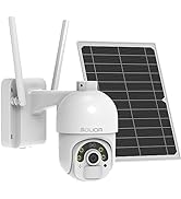 SOLIOM S600 Outdoor Home Security Camera, Wireless WiFi Pan Tilt 360° View Spotlight Solar Batter...